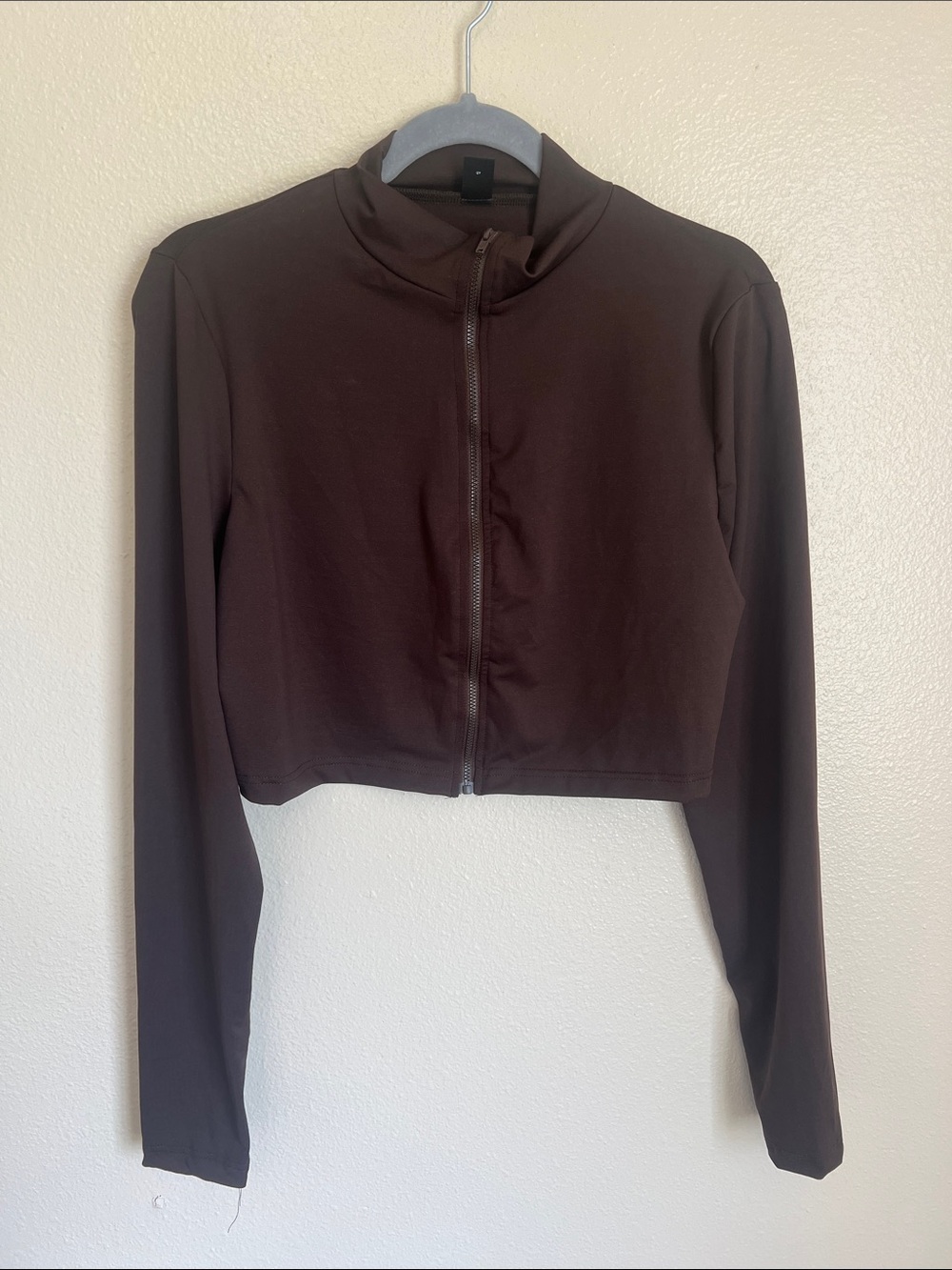SHEIN Brown Long Sleeve Crop Top